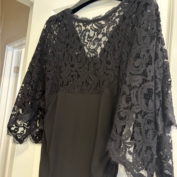 Adrianna Papell Black Lace Long Sleeve Dress Size 14 - Picture 2 of 4